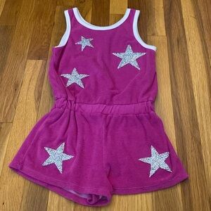 Mia Girls Pink Romper With Silver Stars Size 6